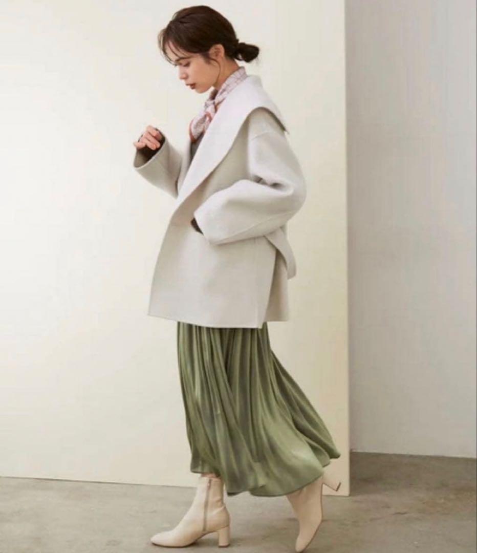 ROPE　リバーメルトンセーラーカラーショートフォルムコート　ウールコート　38