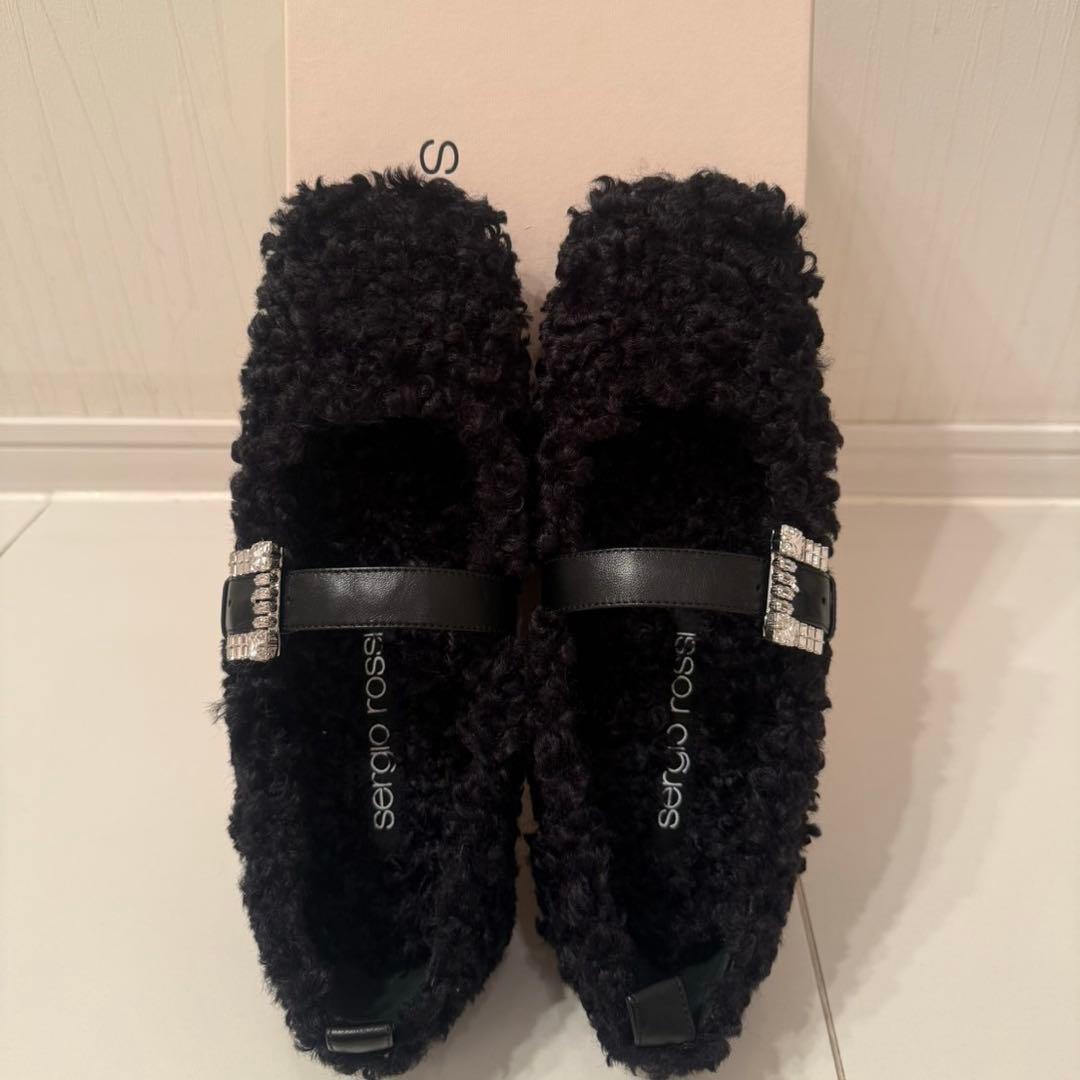 セルジオロッシ ファー バレリーナ フラットシューズ