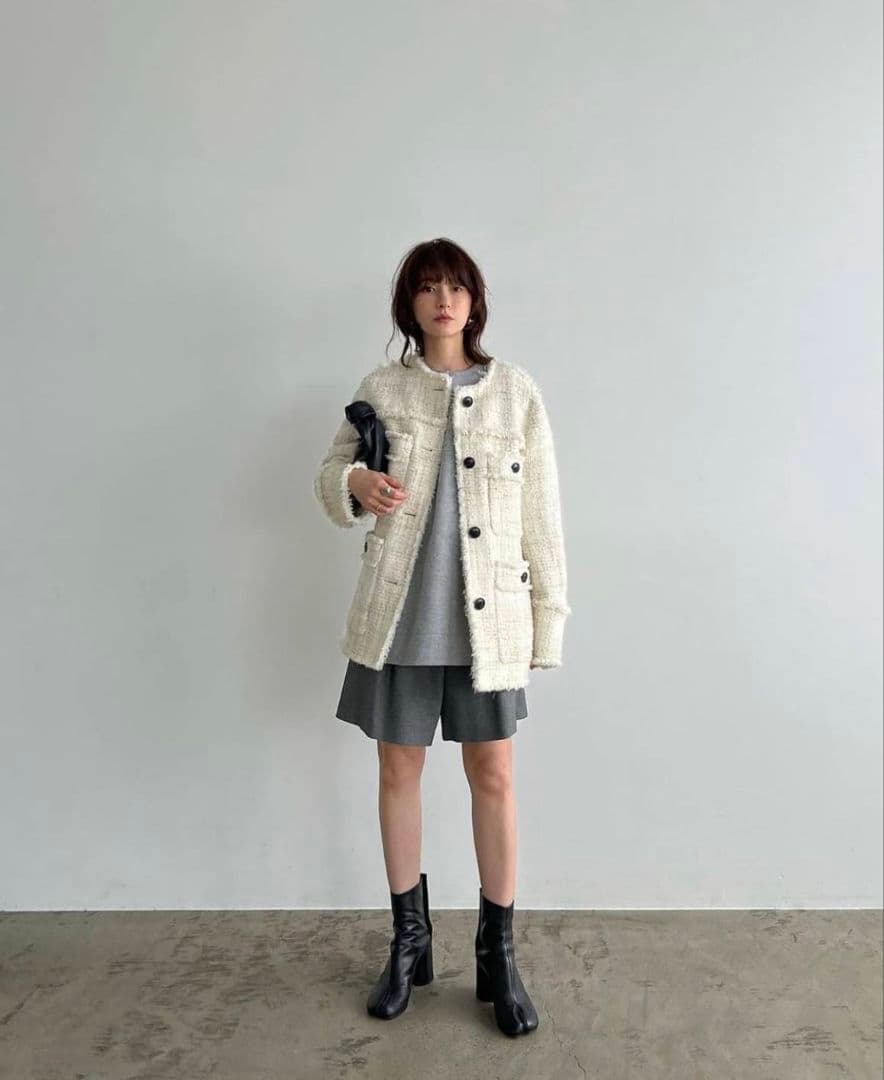 クラネ　ノーカラーツィードジャケット