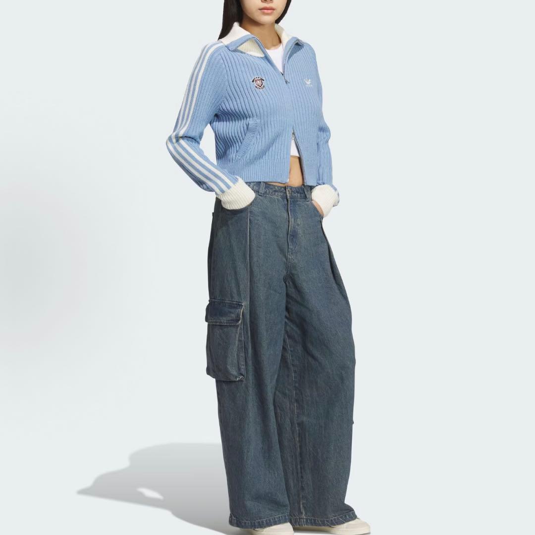 海外限定XL Adidasジップアップ ニットジャケット KF0719