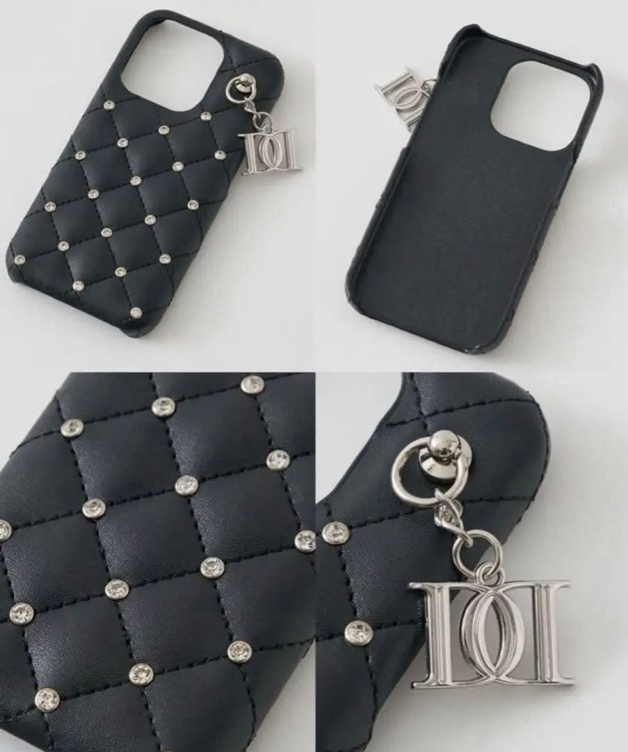ダーリッチ キルティングビジューDDチャームiPhoneケース 16pro