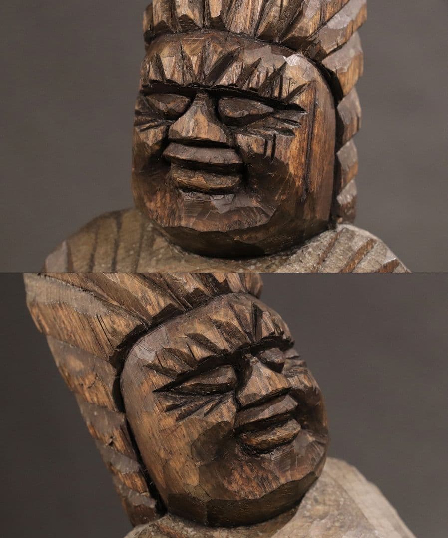 CG21 木彫 円空仏 高60.2cm / 仏教美術置物一刀彫仏像密教観音菩薩