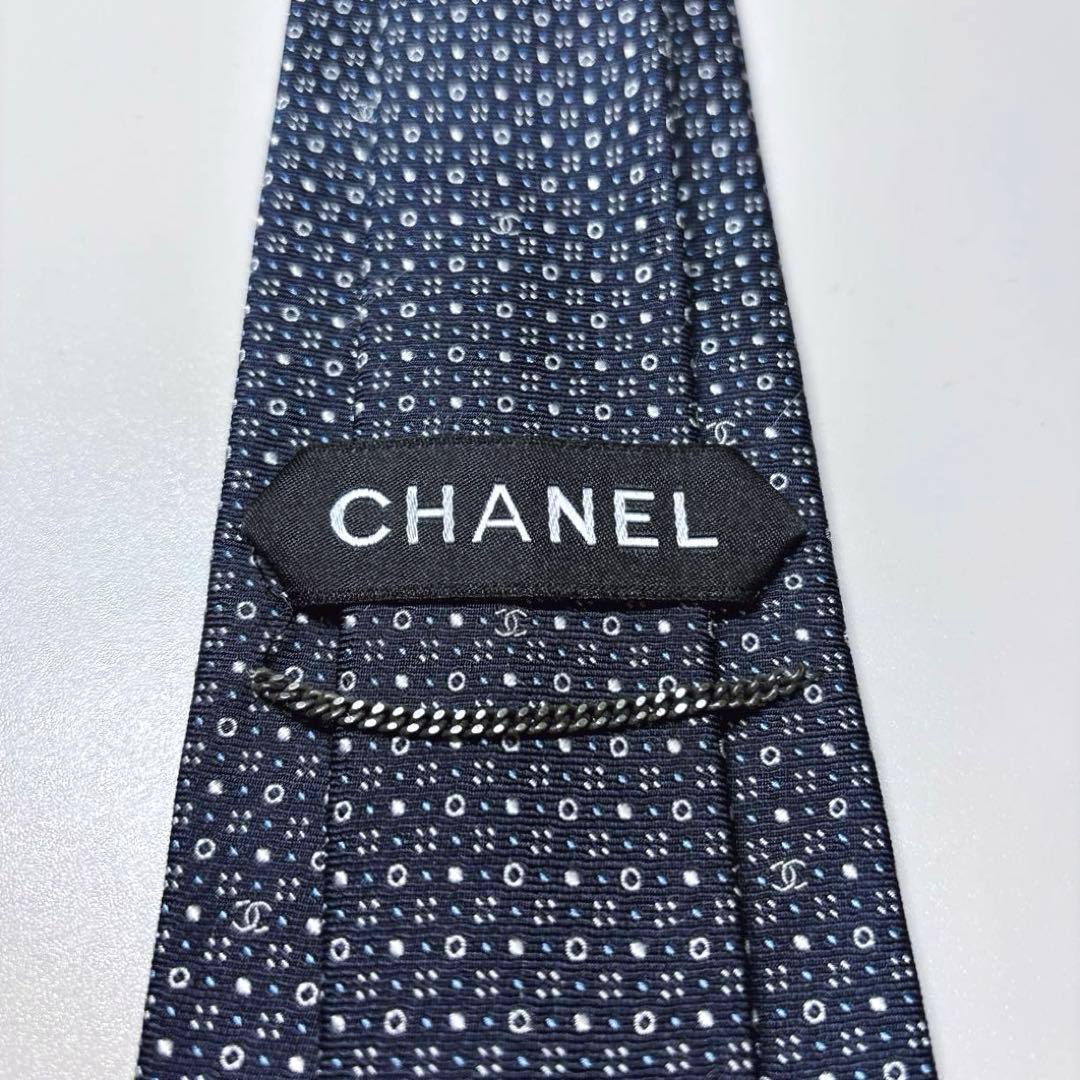 極美品 CHANEL ネクタイ ネイビー × ココマーク ビジネス フォーマル