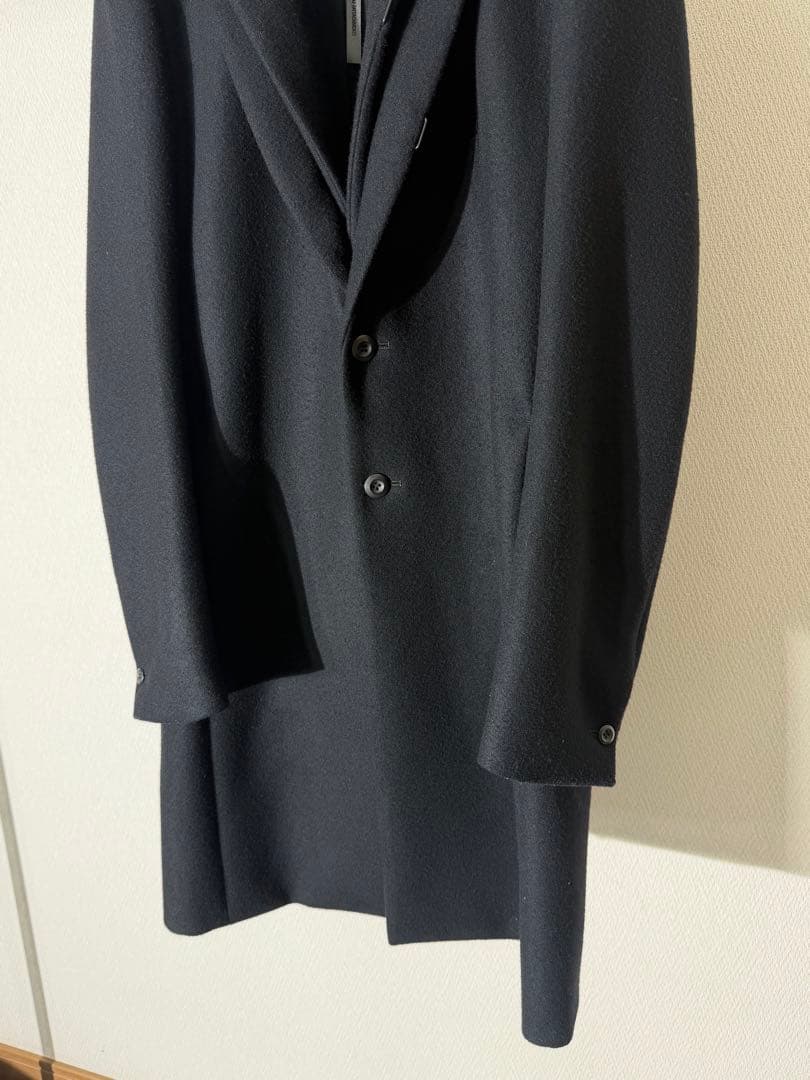 カズユキクマガイ フードドッキング チェスターコート ウール