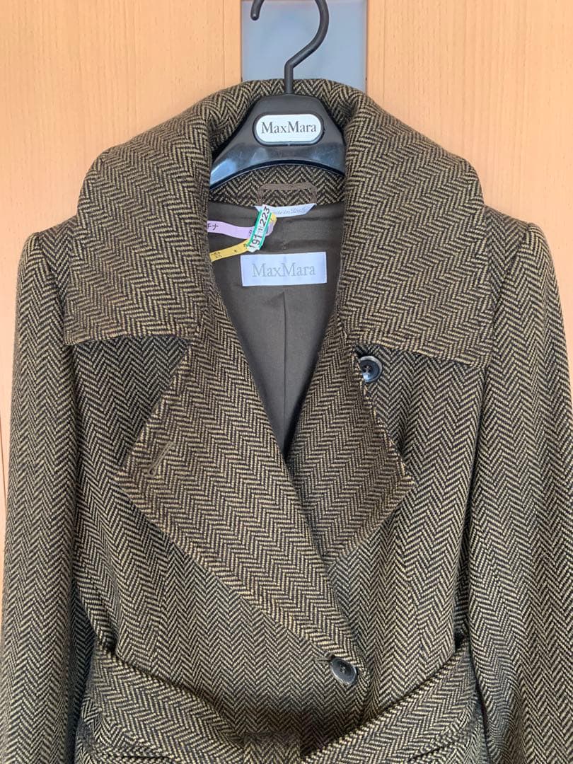 マックスマーラMAXMARAツイード ショートコートジャケット白タグ40カシミヤ