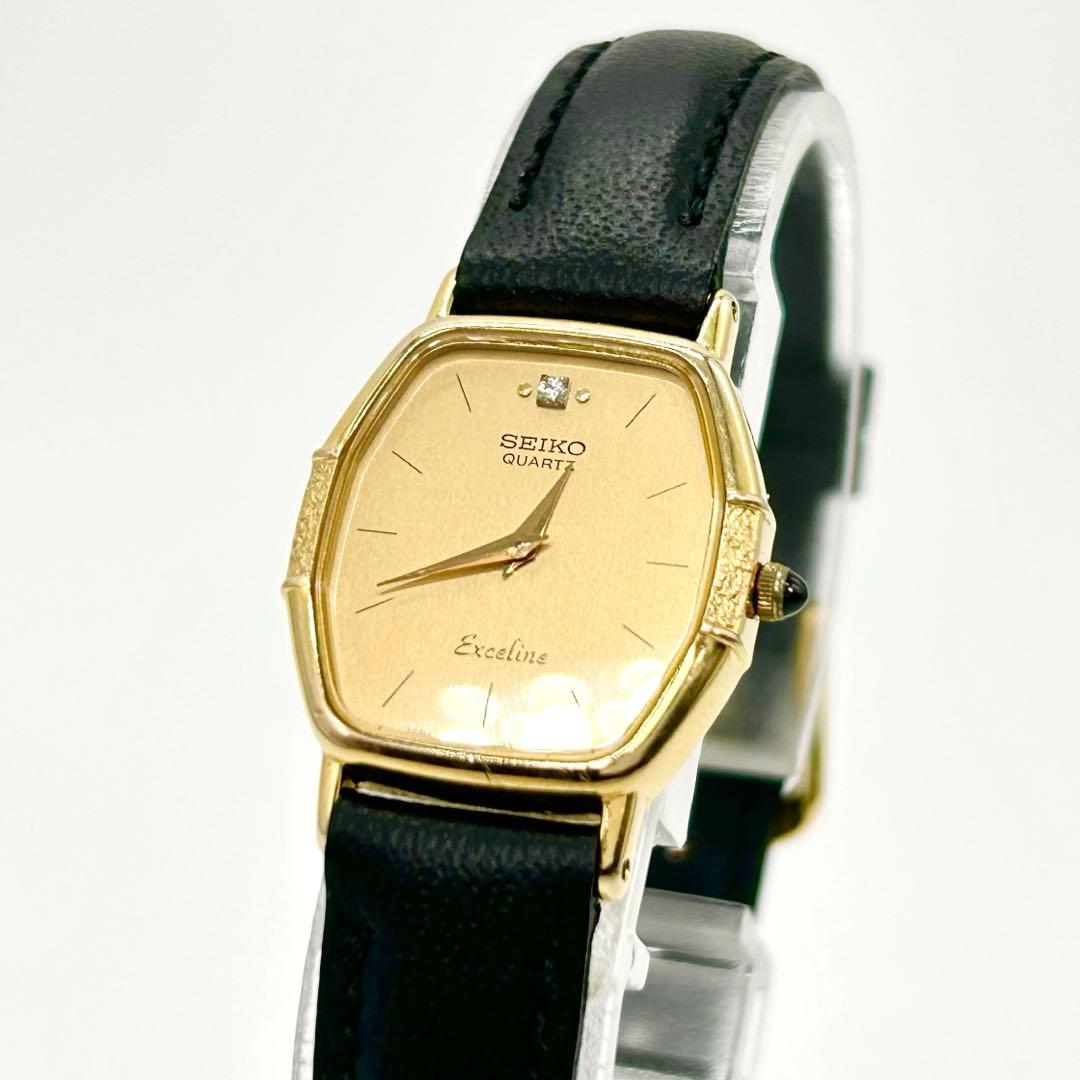 SEIKO セイコー Exceline 10K 1P ダイヤ クォーツ 腕時計