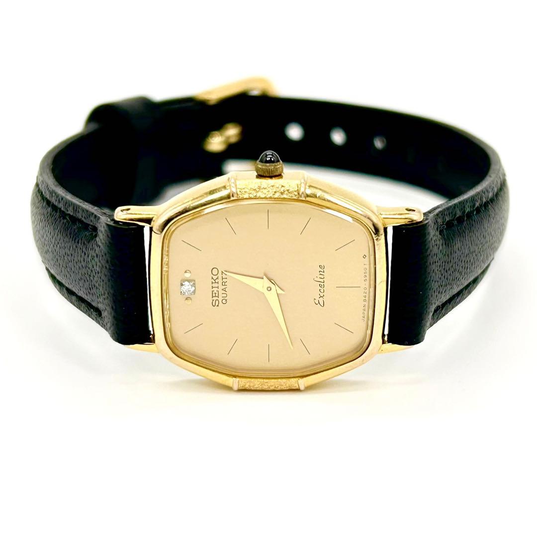 SEIKO セイコー Exceline 10K 1P ダイヤ クォーツ 腕時計