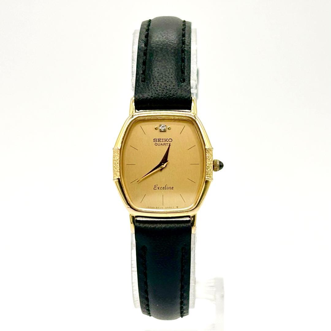 SEIKO セイコー Exceline 10K 1P ダイヤ クォーツ 腕時計