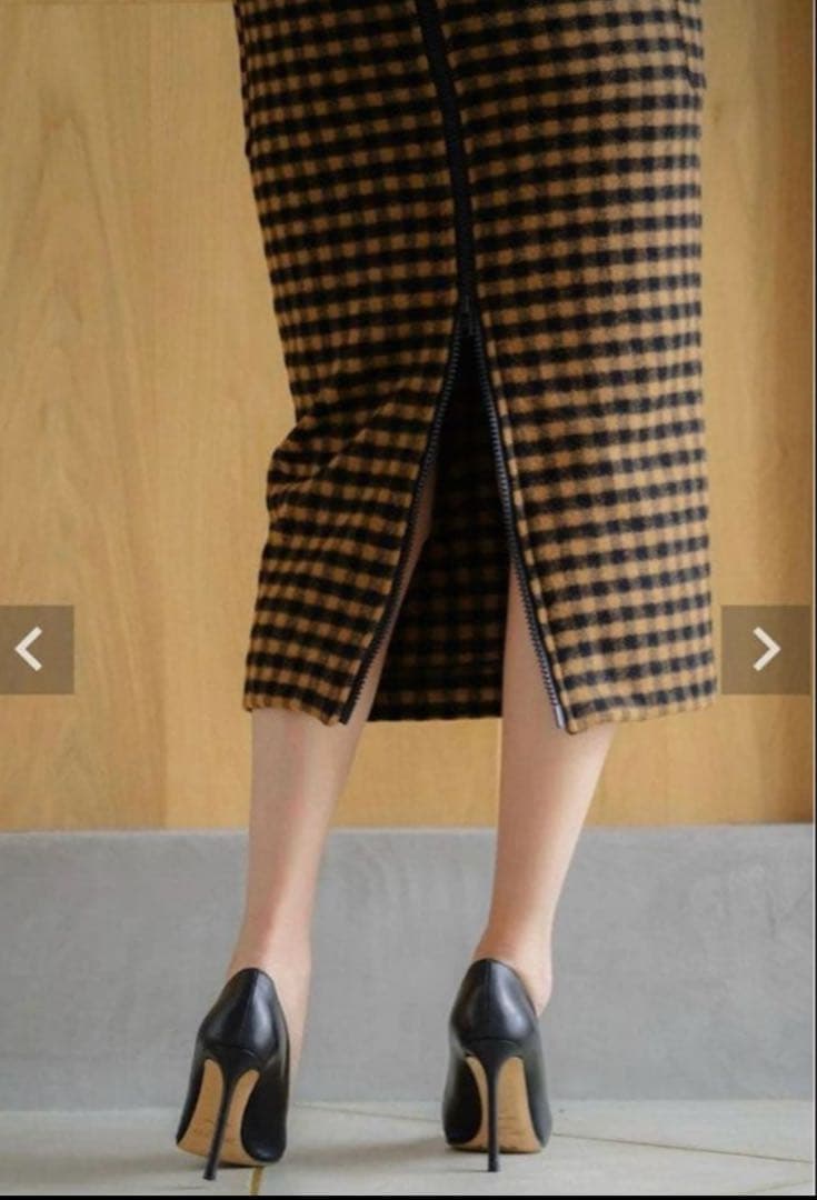 she'ller シェリエ　極美品TOYZIPポケットタイトチェックスカート