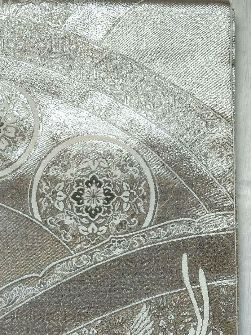 シルバー プラチナ銀箔二重織 袋帯