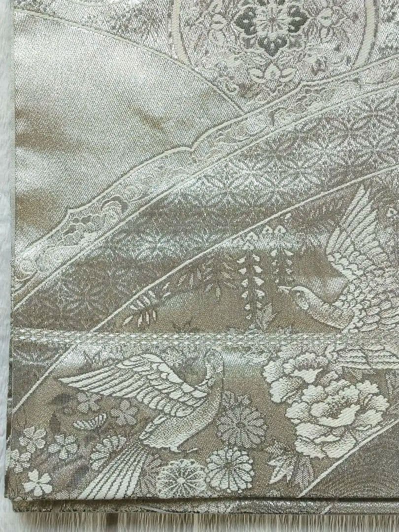 シルバー プラチナ銀箔二重織 袋帯