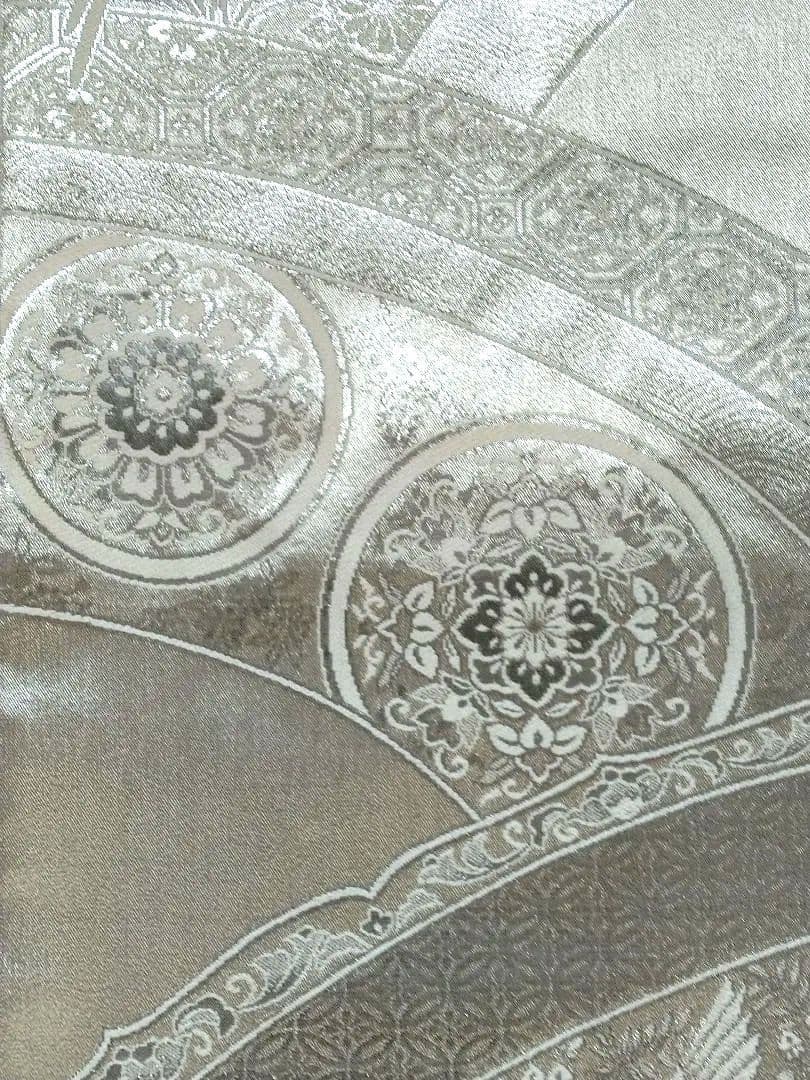 シルバー プラチナ銀箔二重織 袋帯