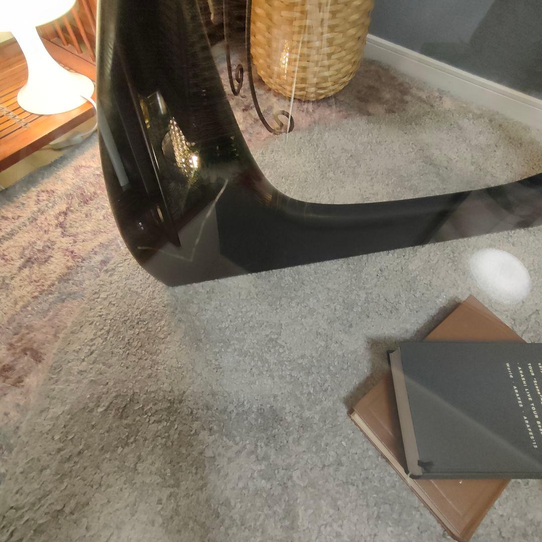 イサム・ノグチ リプロ ガラスローテーブル モダンデザイン 黒脚