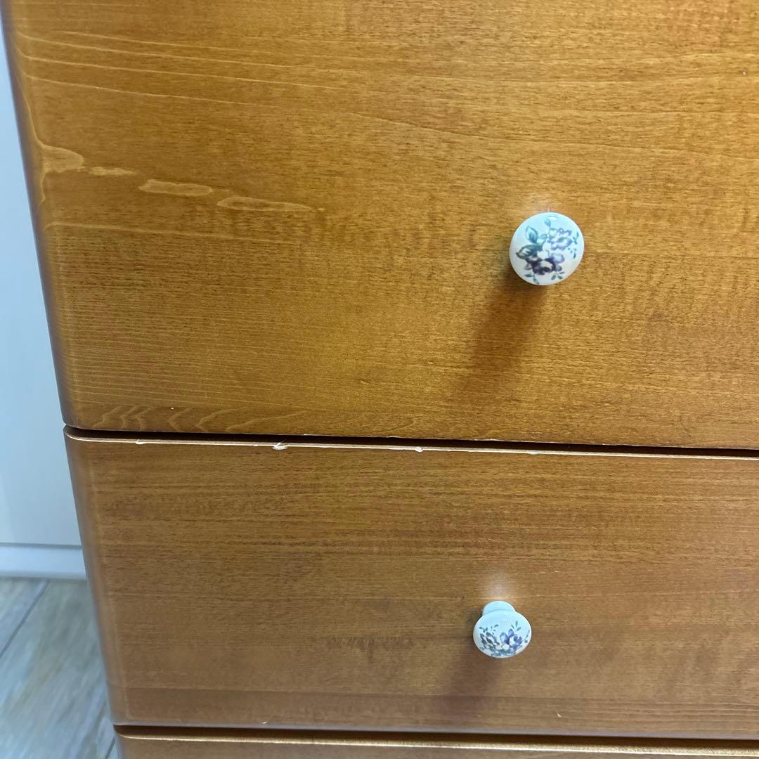 ナチュラルウッド 7段チェスト キャスター付き