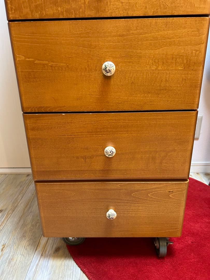 ナチュラルウッド 7段チェスト キャスター付き