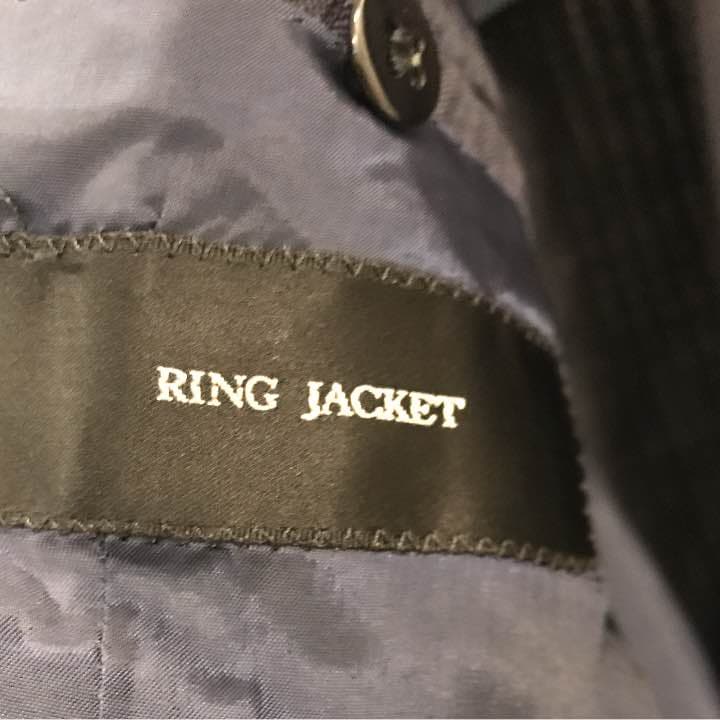 RING JACKET スーツ ネイビー シャドーストライプ 44