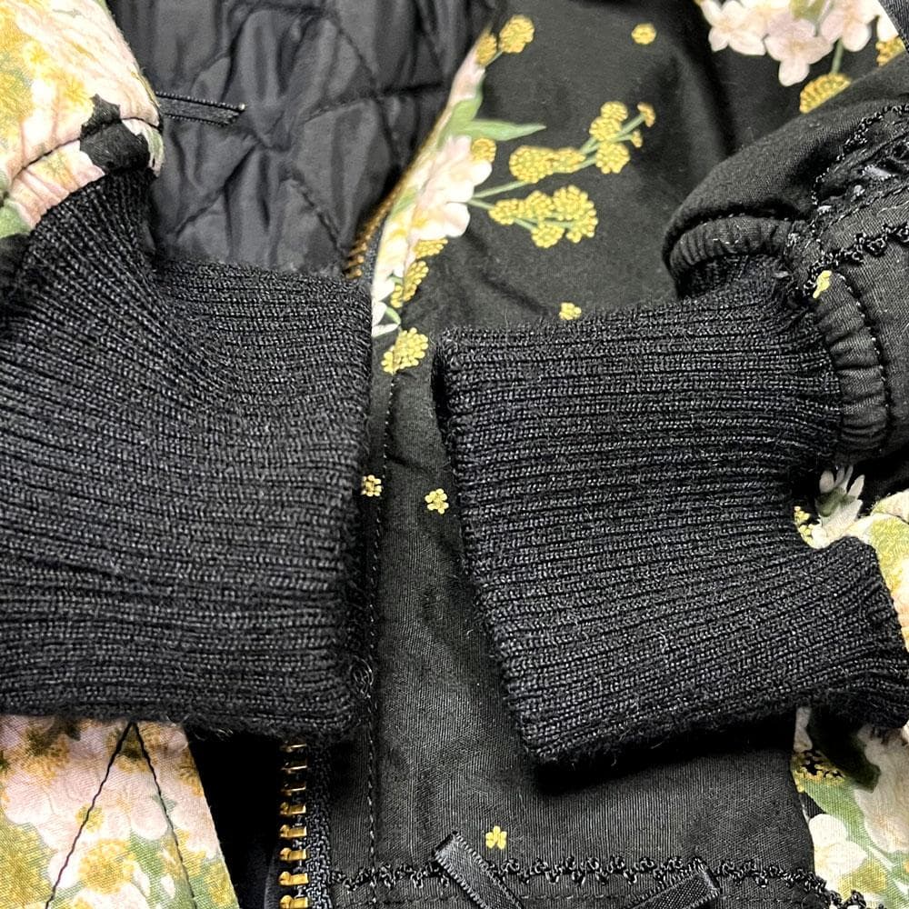 美品 ピンクハウス キルティング フード ブルゾン ブーケ ピコフリル リボン