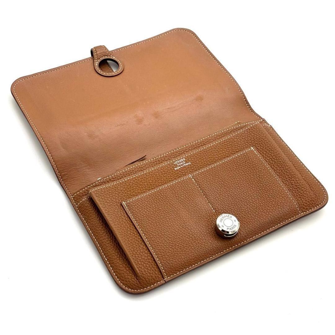 【最高級美品】エルメス ドゴンGM シルバー金具 二つ折り財布 長財布