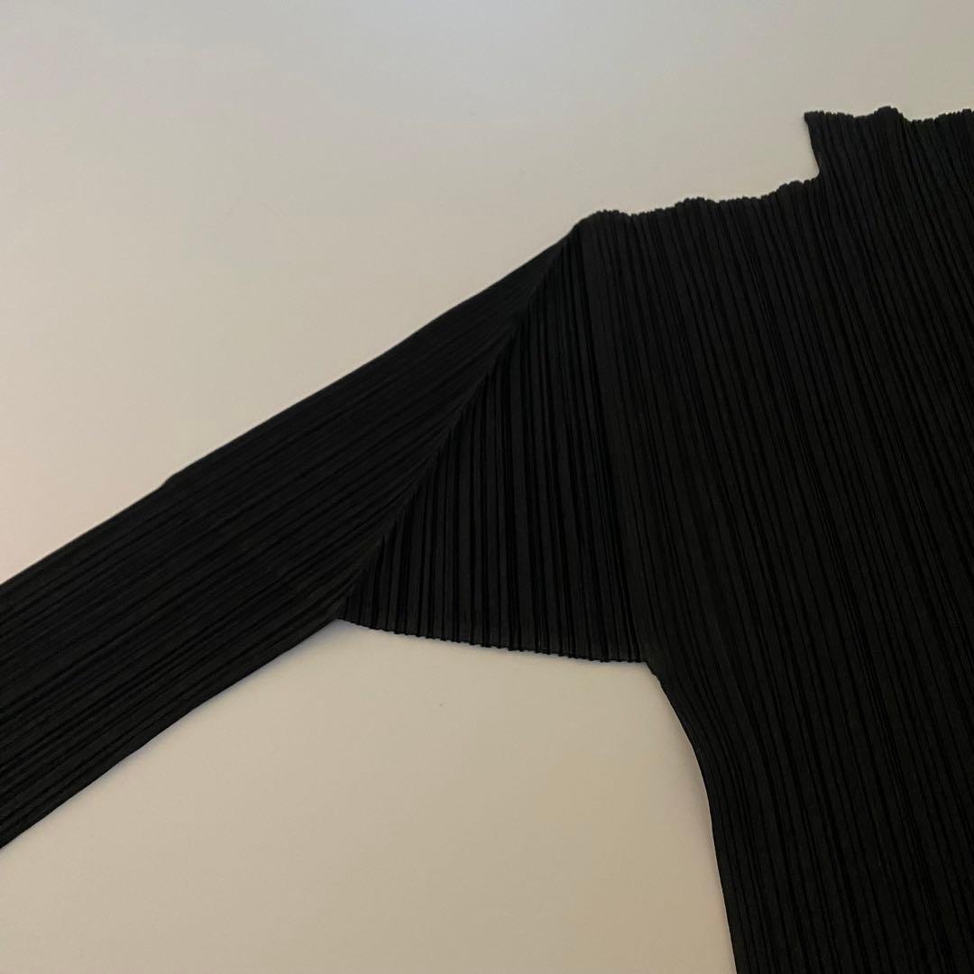 美品 ISSEY MIYAKE ハイネック カットソー M ブラック プリーツ