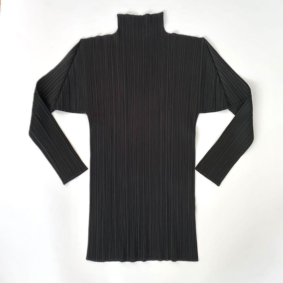 美品 ISSEY MIYAKE ハイネック カットソー M ブラック プリーツ