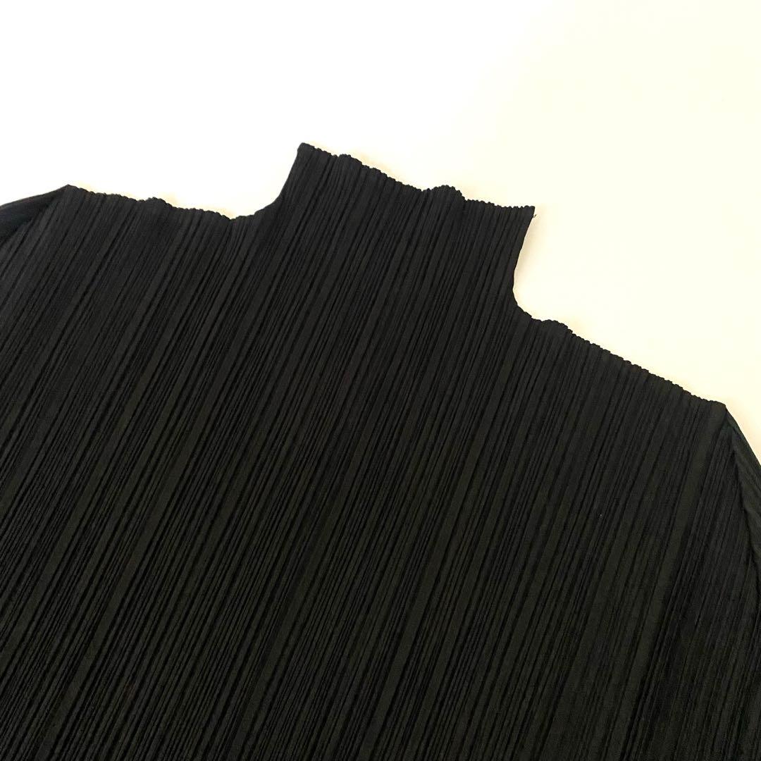 美品 ISSEY MIYAKE ハイネック カットソー M ブラック プリーツ