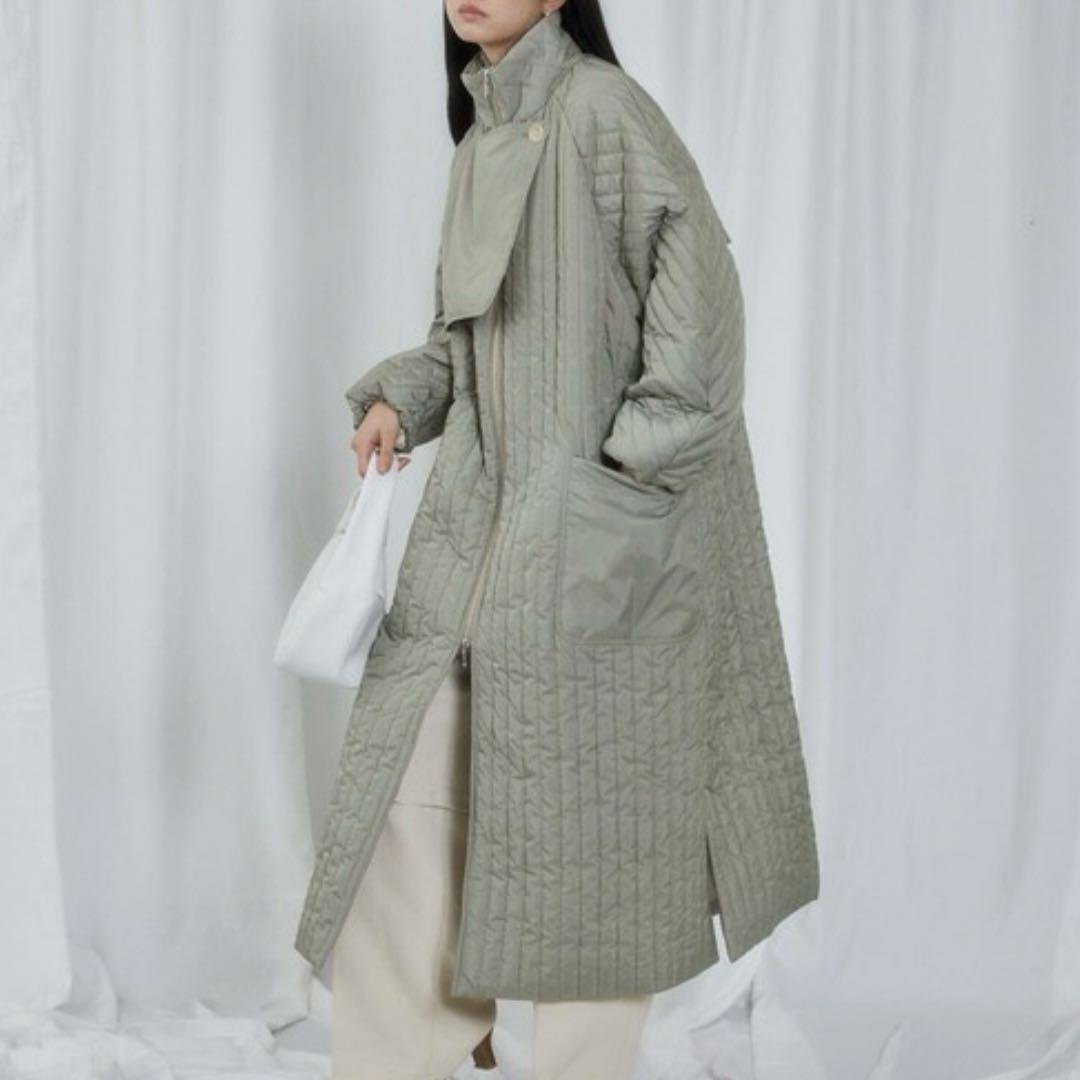 リサイクル タフタ ロング キルティングコート