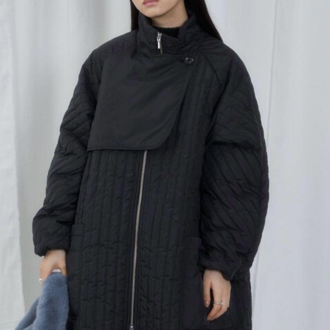 リサイクル タフタ ロング キルティングコート