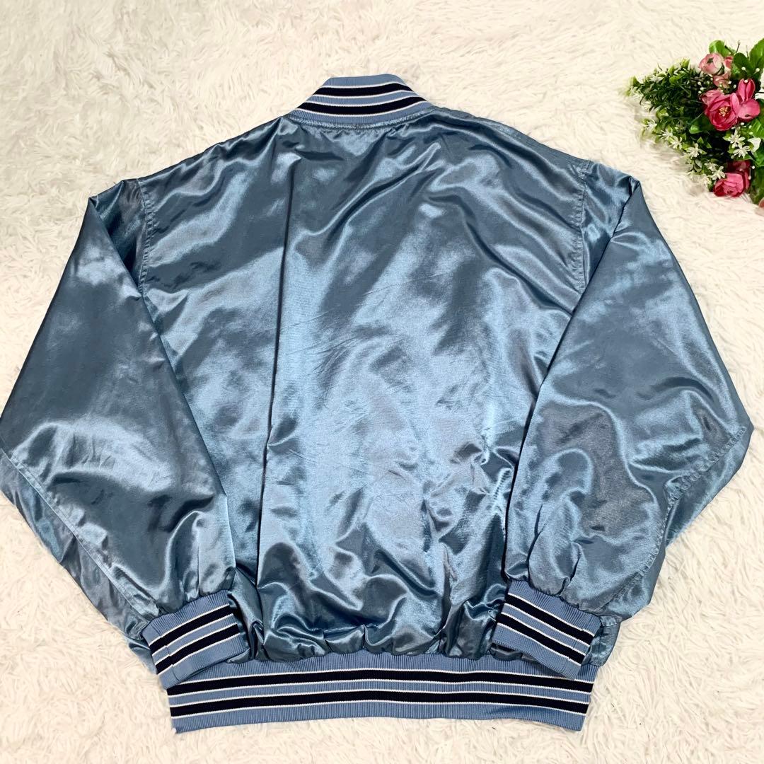 【Keboz】 ケボズ サテン素材 スタジアムジャンパー 水色 XL