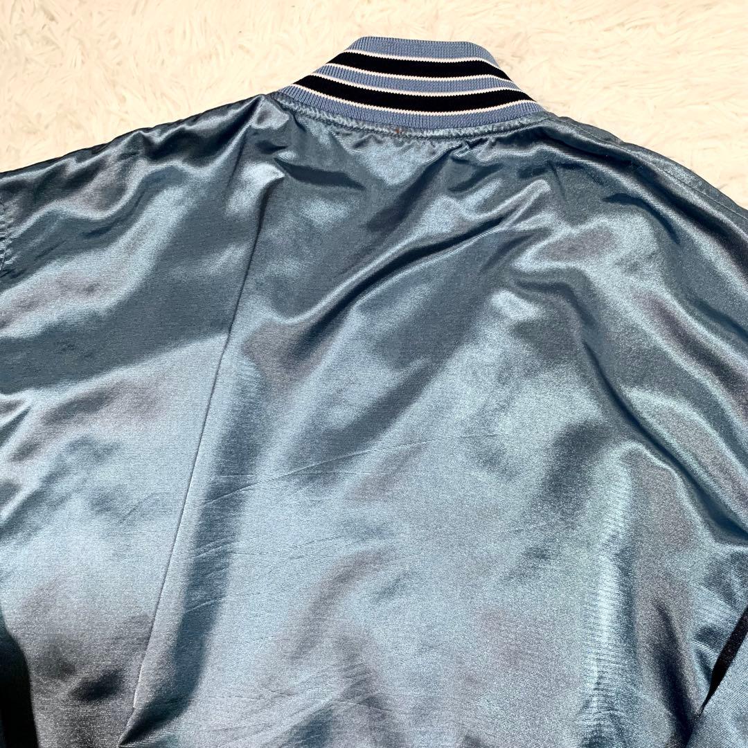 【Keboz】 ケボズ サテン素材 スタジアムジャンパー 水色 XL