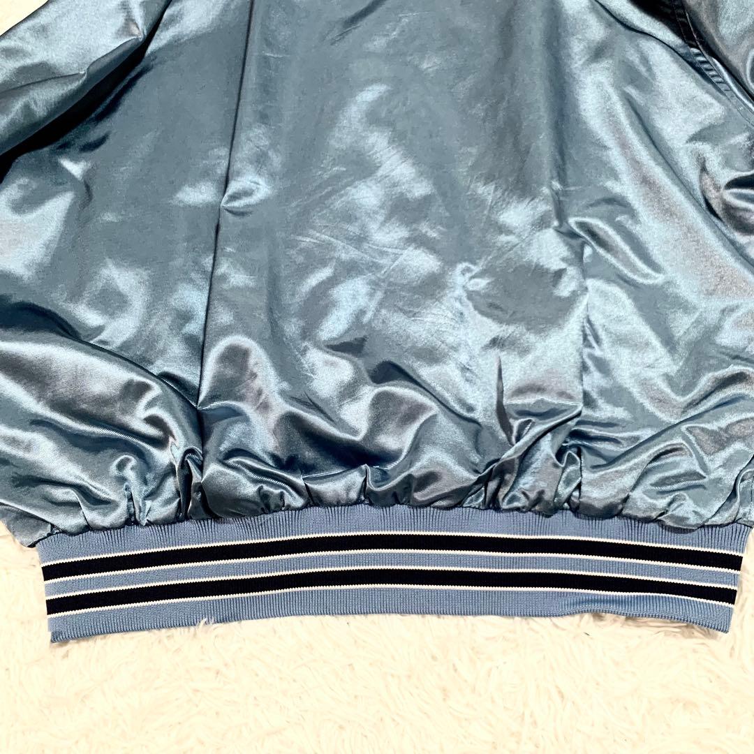 【Keboz】 ケボズ サテン素材 スタジアムジャンパー 水色 XL