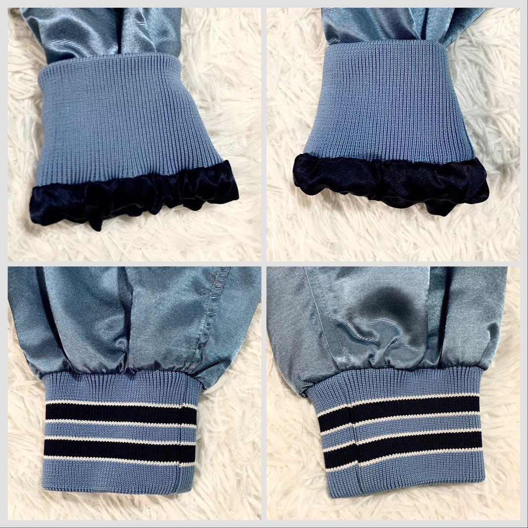 【Keboz】 ケボズ サテン素材 スタジアムジャンパー 水色 XL