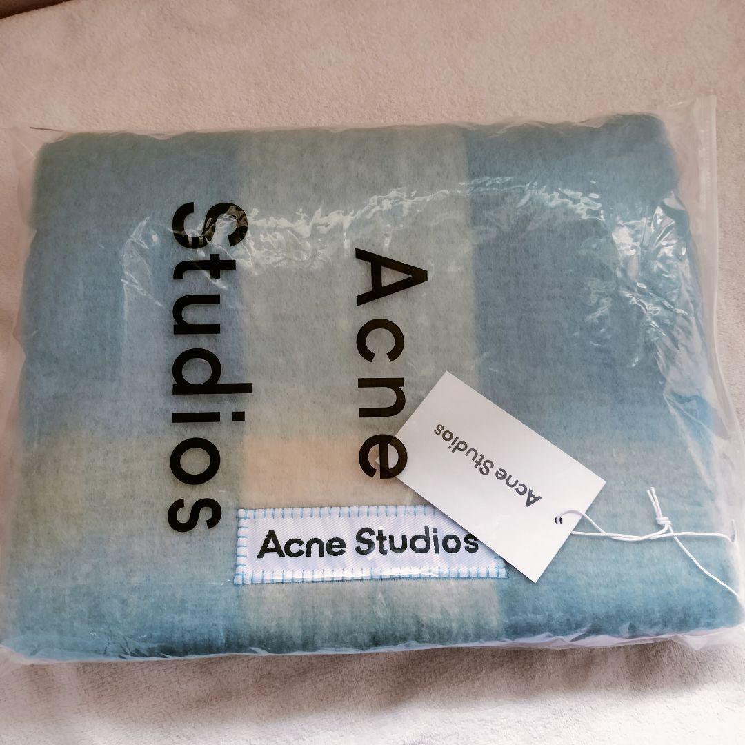 ブルー　Acne Studios モヘアチェックスカーフ　マフラー