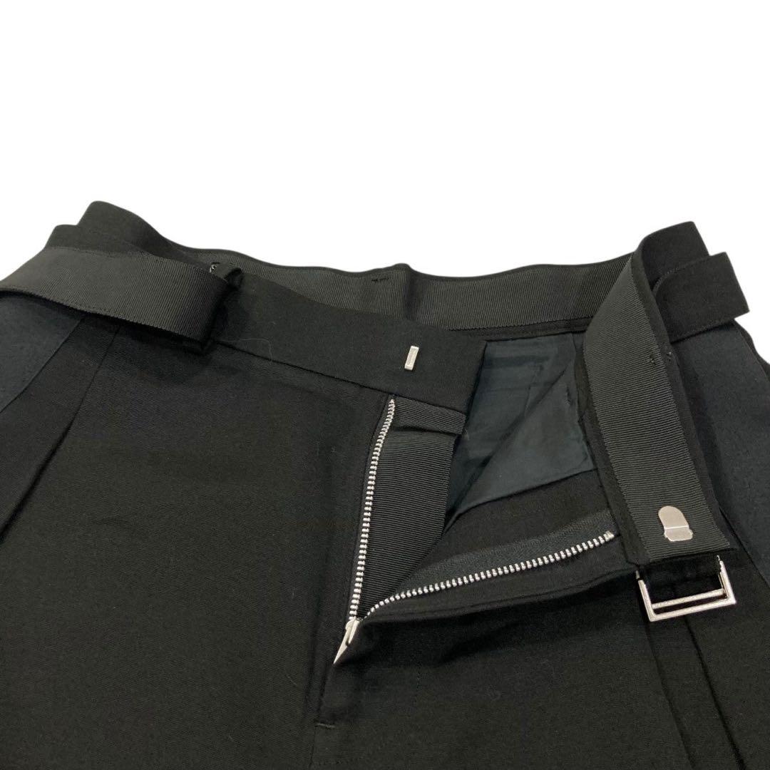 美品 sacai サカイ シルク ベルテッド ショートパンツ 黒