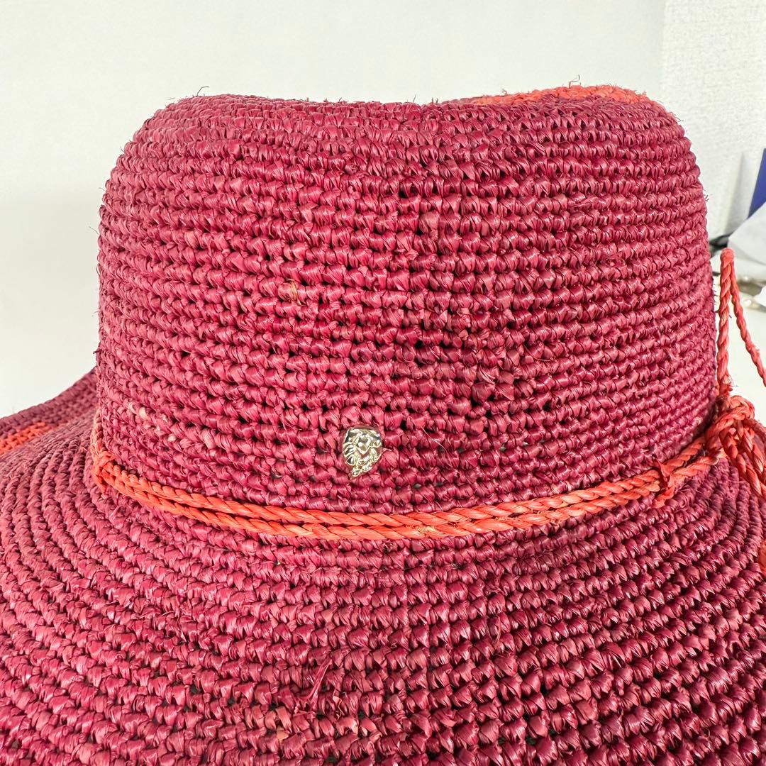 美品/希少柄✨ ヘレンカミンスキー ラフィアハット 14cm ツバ広 OSサイズ