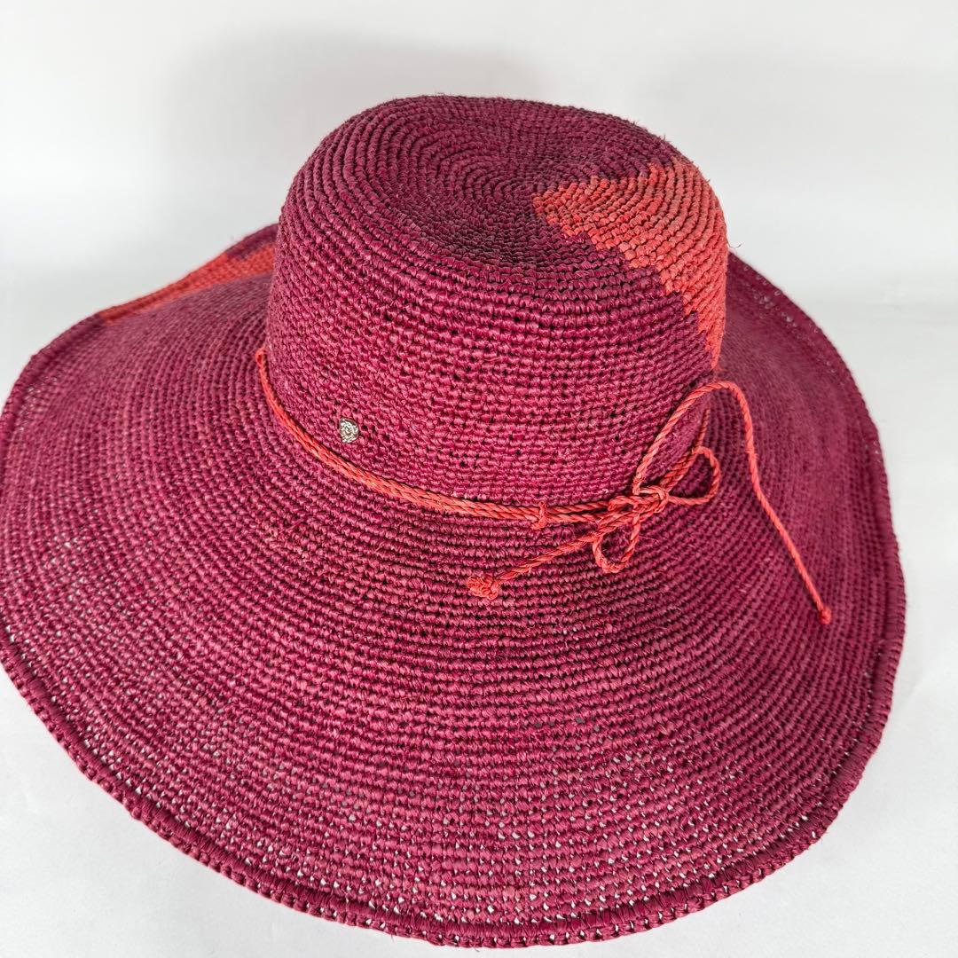 美品/希少柄✨ ヘレンカミンスキー ラフィアハット 14cm ツバ広 OSサイズ