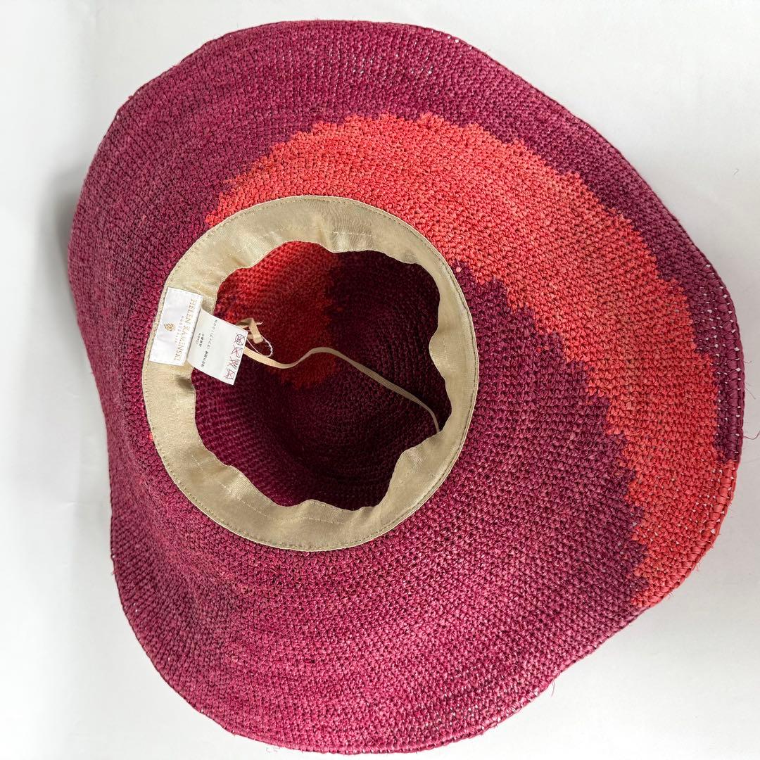 美品/希少柄✨ ヘレンカミンスキー ラフィアハット 14cm ツバ広 OSサイズ