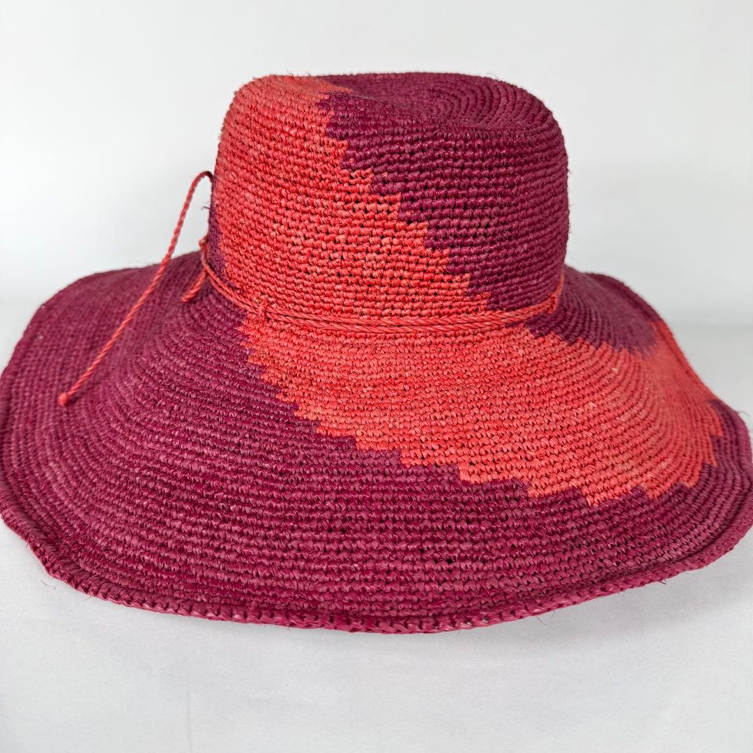 美品/希少柄✨ ヘレンカミンスキー ラフィアハット 14cm ツバ広 OSサイズ