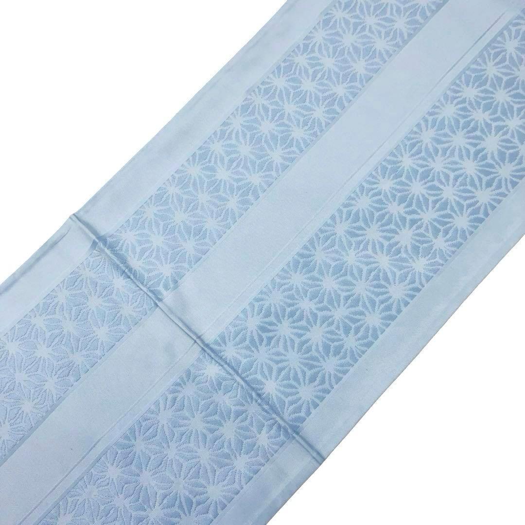 MO-3337 京袋帯 洗える帯 麻の葉模様 水色
