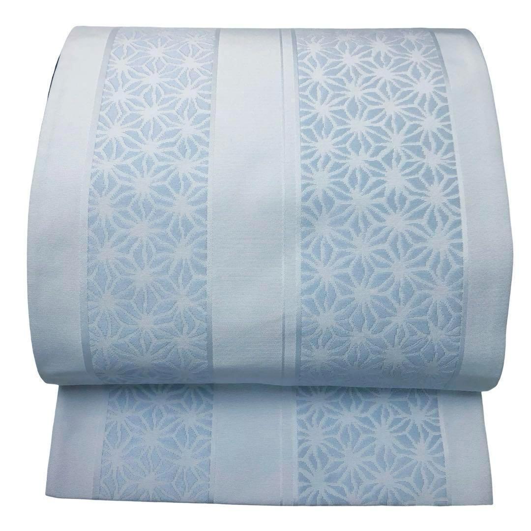 MO-3337 京袋帯 洗える帯 麻の葉模様 水色