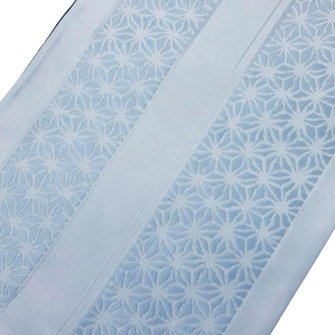 MO-3337 京袋帯 洗える帯 麻の葉模様 水色