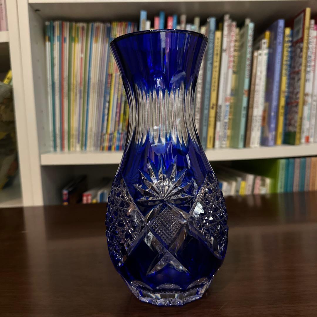 江戸切子　花器　南端久司　伝統工芸品　新品未使用