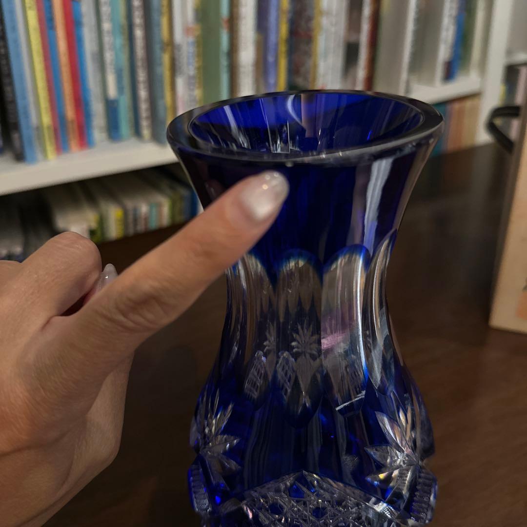 江戸切子　花器　南端久司　伝統工芸品　新品未使用