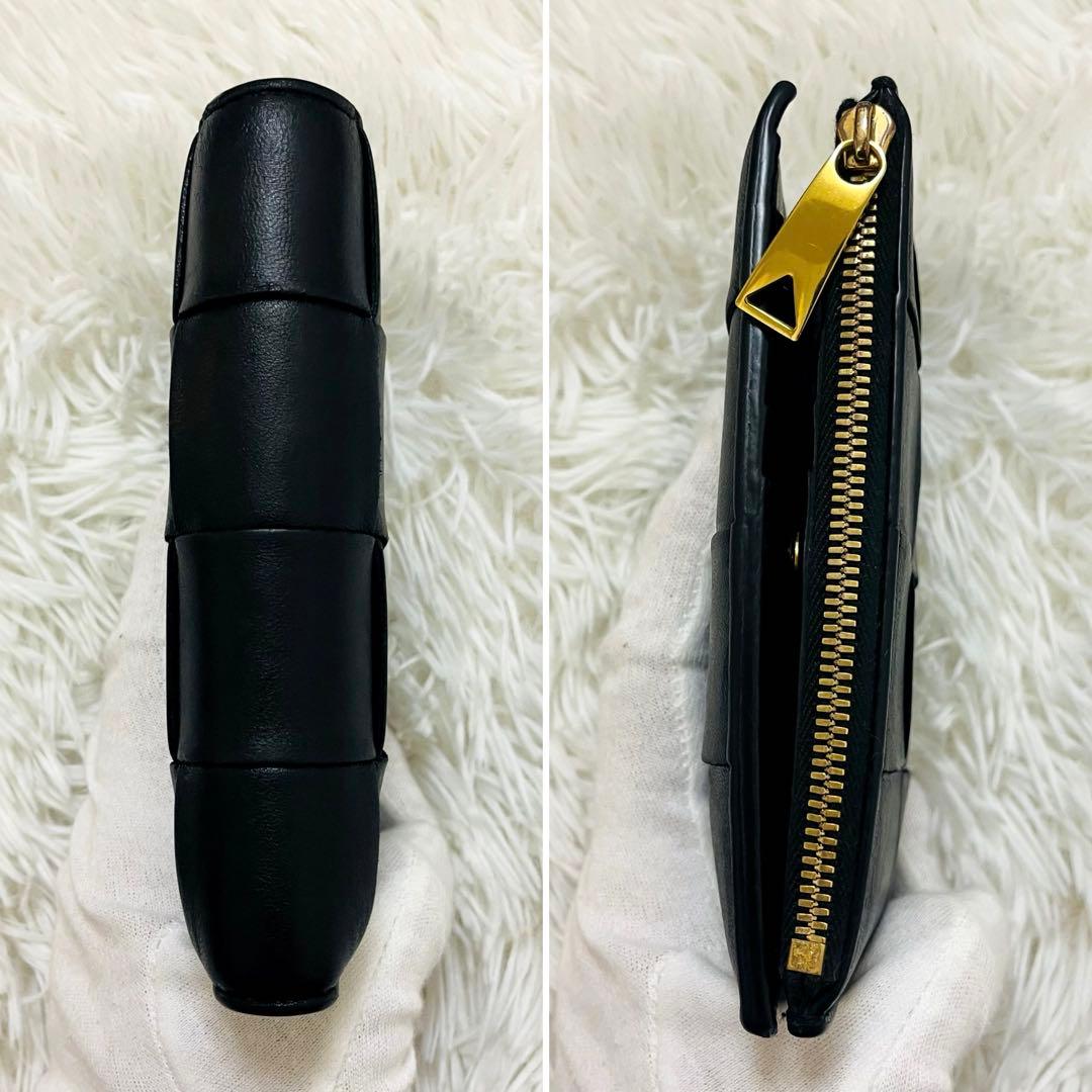 極美✨ボッテガヴェネタ 二つ折り財布 カセット レザー ブラック