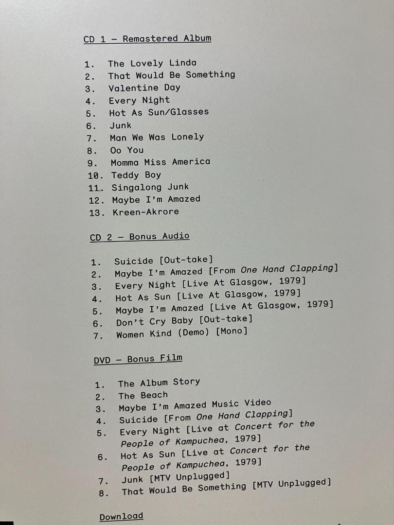 ポールマッカートニー・アーカイヴ「マッカートニー」