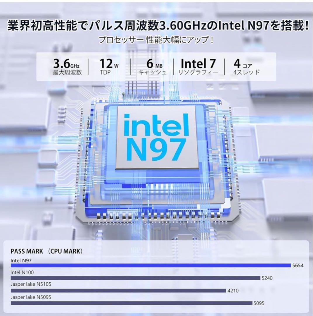 ミニpc 最大3.60GHz 4C/4T mini pc インテル N97