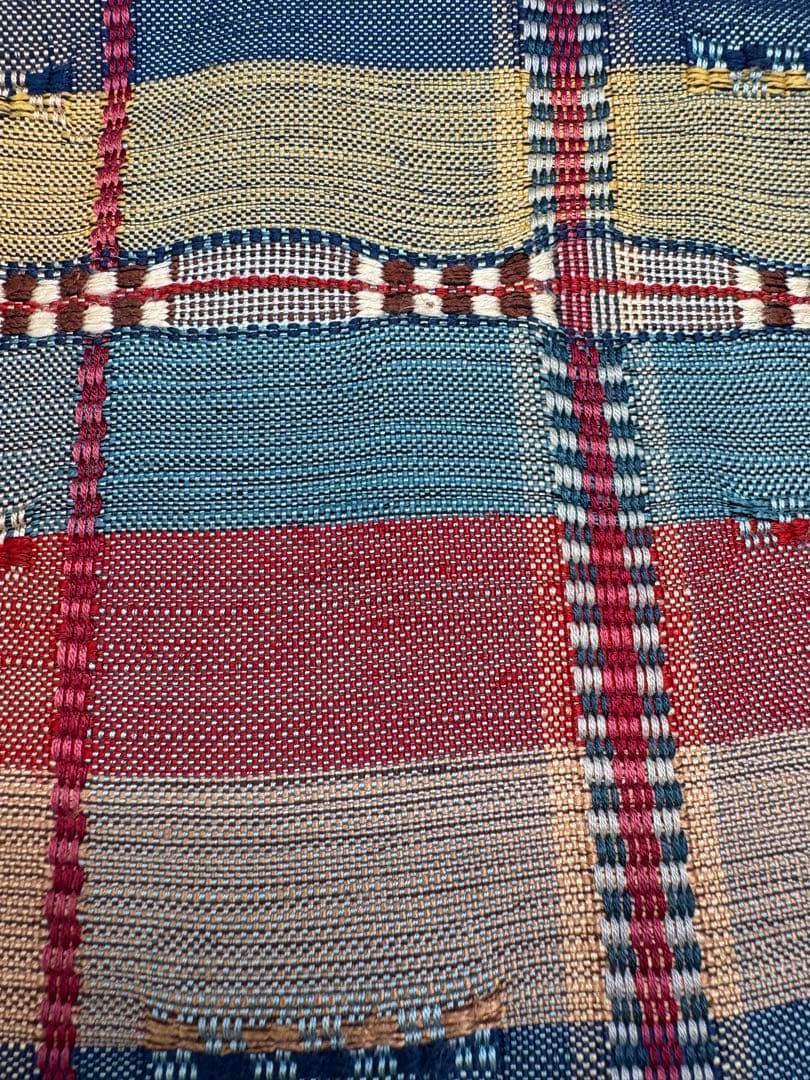 高級　正絹　洒落帯　名古屋帯　紬　めがね織　チェック柄　299