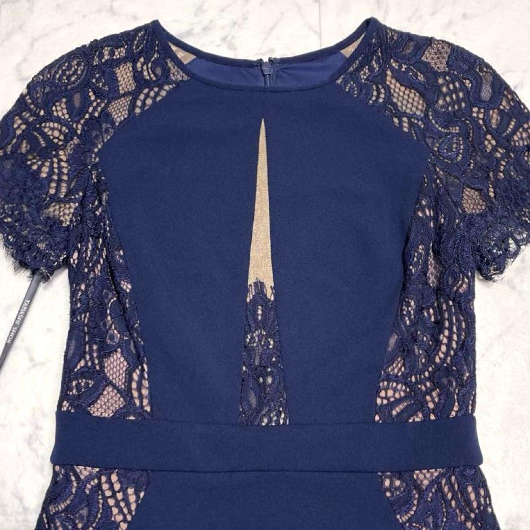 みず✨タダシショージ クレメントレースパネルドレス ワンピース ネイビー