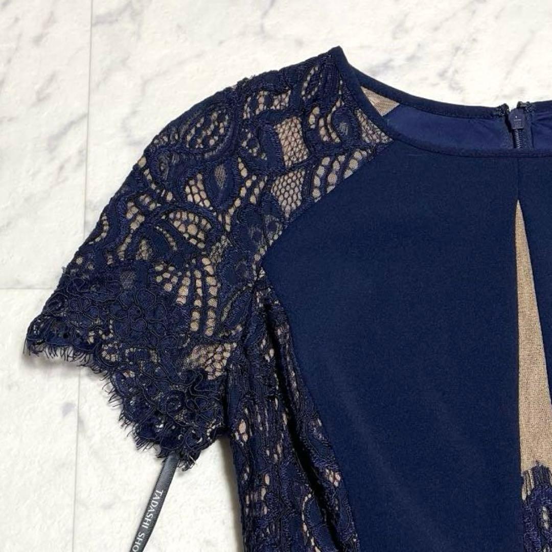 みず✨タダシショージ クレメントレースパネルドレス ワンピース ネイビー