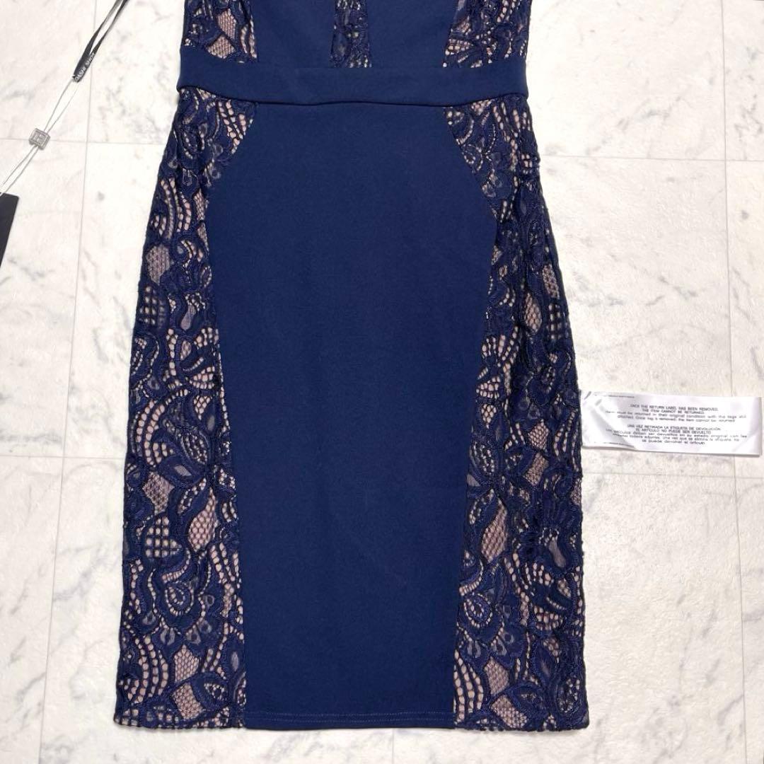 みず✨タダシショージ クレメントレースパネルドレス ワンピース ネイビー