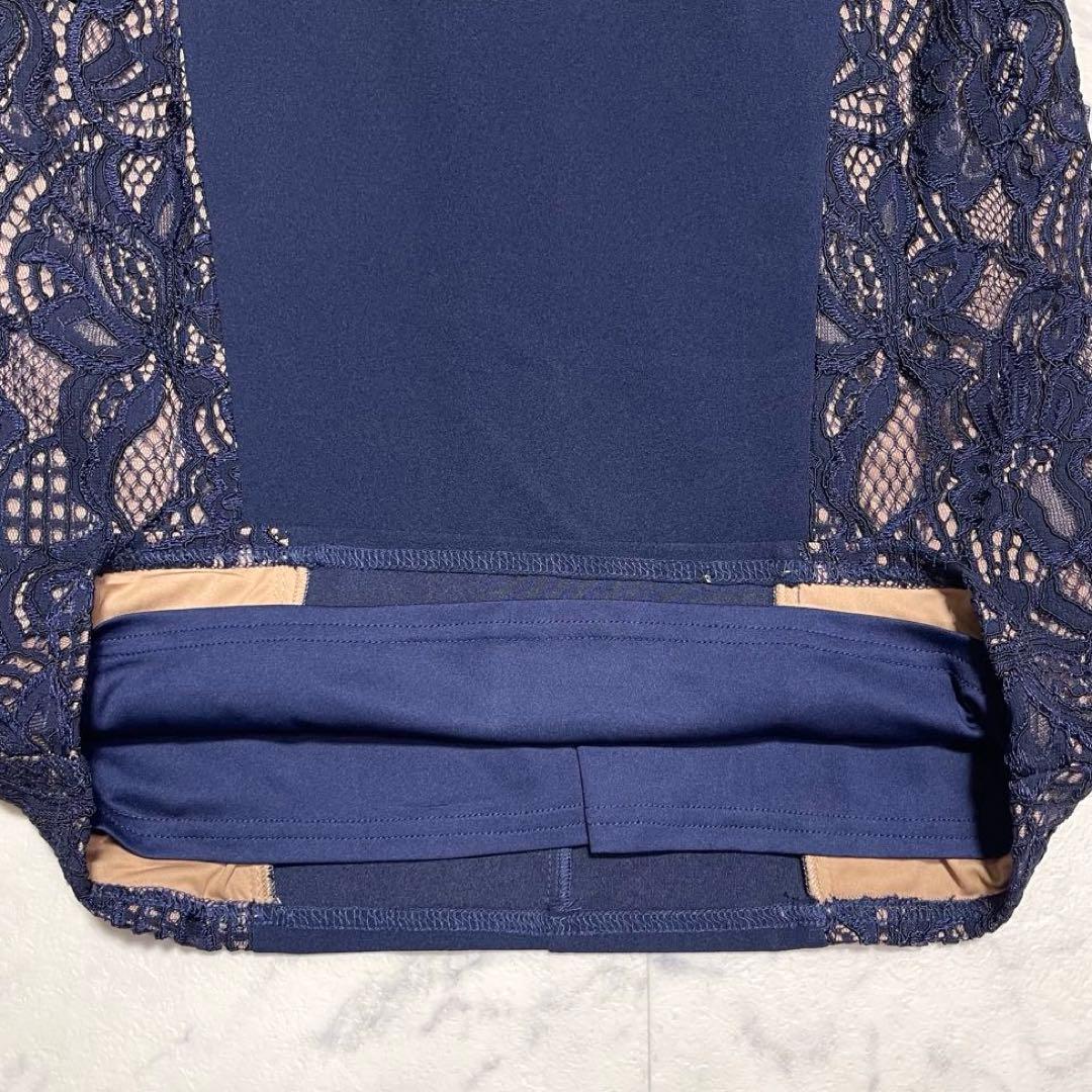 みず✨タダシショージ クレメントレースパネルドレス ワンピース ネイビー